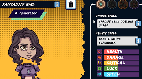 A cartoon character of an AI-generated girl in the 10six You vs. Zombies game