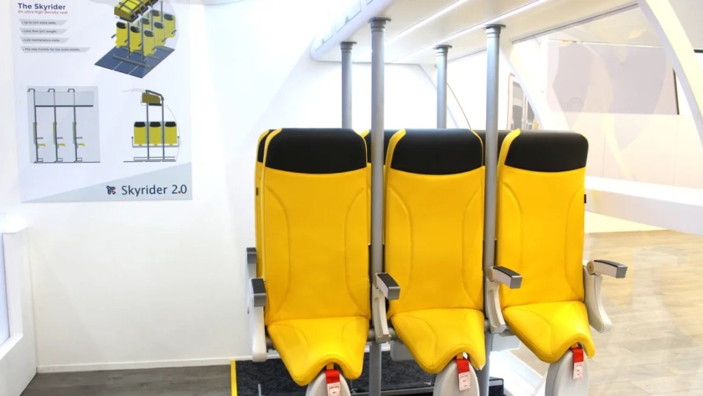 意大利廠商Aviointeriors研發的半站立式Skyrider 2.0座椅。Aviointeriors