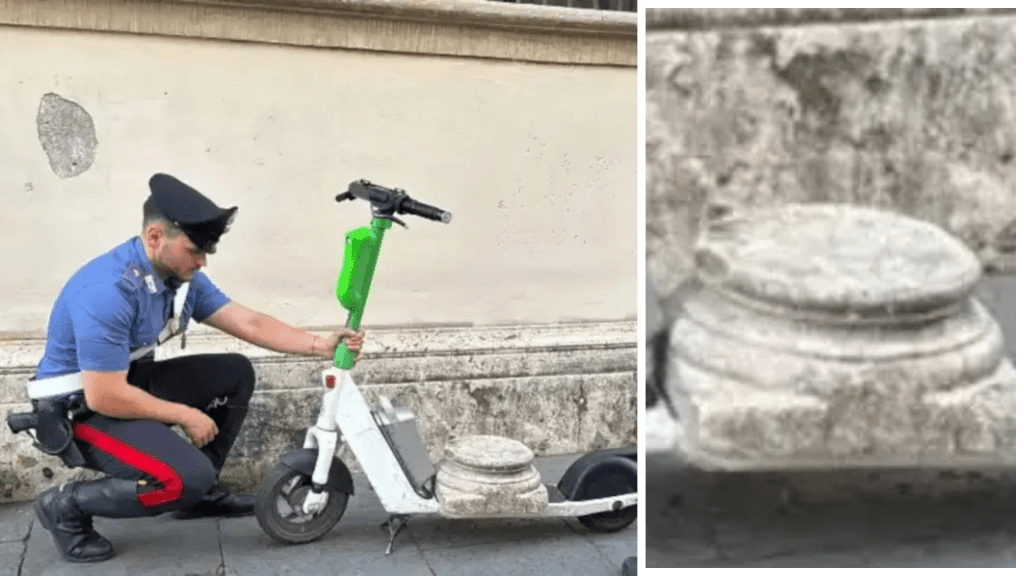 羅馬德國遊客載羅碼石柱底座周街走被查。 Rome Capital Police