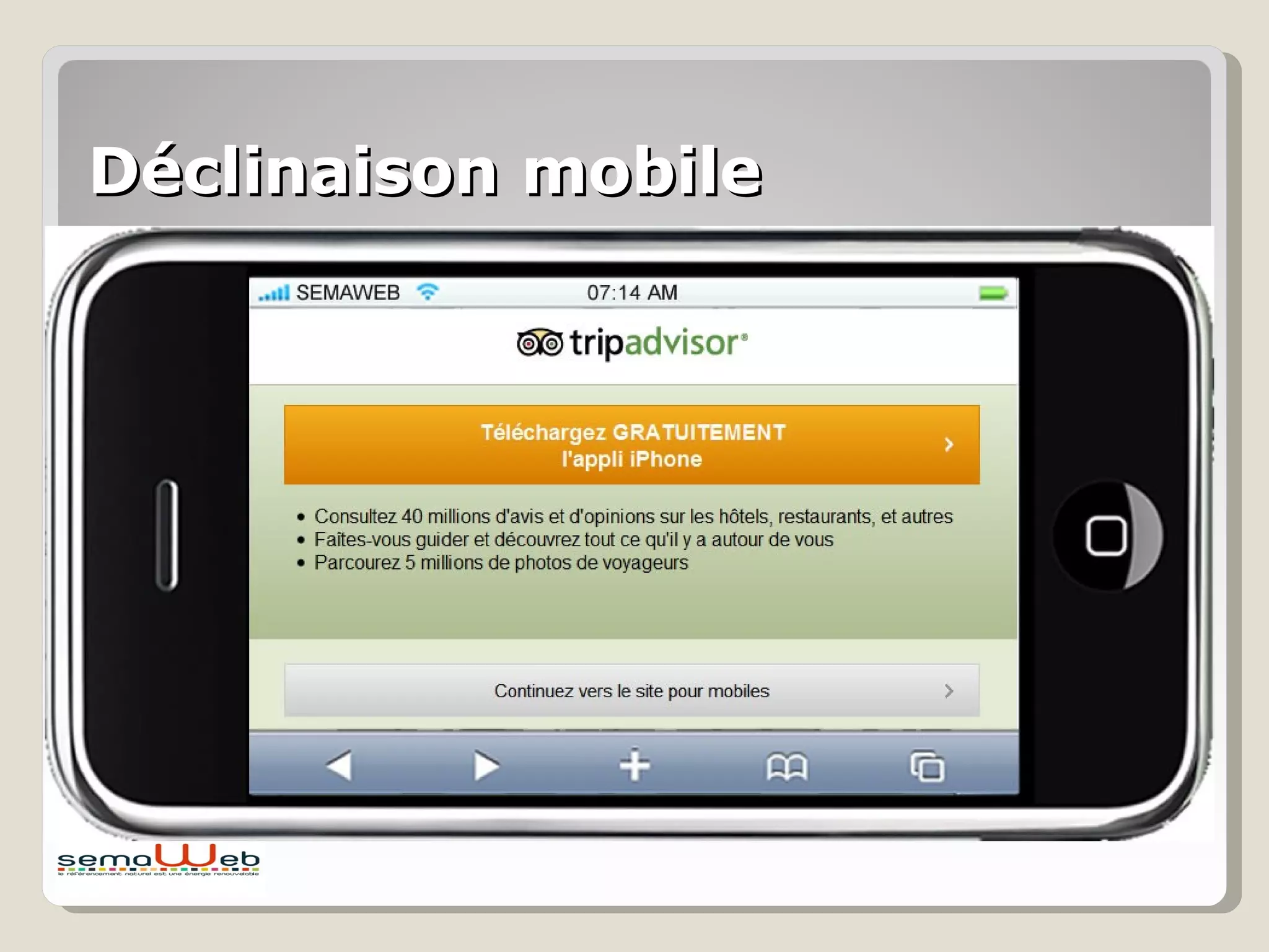 CTR campagne Easyjet CTR ( Click Through Rate ) jusqu’à 6 fois plus important que sur ordinateur. 