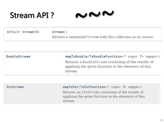 Stream API？
18
 