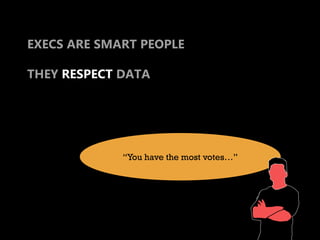 EXECS ARE SMART PEOPLE

THEY RESPECT DATA




             “You have the most votes…”
 