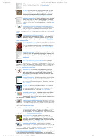 10/18/23, 9:35 AM Advanced View Arduino Projects List - Use Arduino for Projects
https://duino4projects.com/advanced-view-arduino-projects-list/?page31074=2 15/53
MQTT server. It supports opening an authenticated connection to the server,
subscribing to a class of messages…... Listed under: Wireless Projects
237. Gas Detector Let's create a simple Gas Detector connectable to WiFi. The gadget
would offer: web UI including gauges for LPG, CO, Smokesimple data handler
returning values in JSONcapable of regularly sending data to ThingSpeak server
andobviously triggering laud alarm if threshold of dangerous concentrations
exceeded. We…... Listed under: Sensor – Transducer – Detector Projects
238. Arduino MQTT Monitor (PyQt5) This utility GUI application is a tool for debugging
programs using a remote MQTT server. It can show messages on multiple topics
and publish text-based messages on a single topic. The MQTT monitor application
in operation. The large button at the top brings up detailed…... Listed under: Other
Projects
239. Synchronized 2-Axis Motion With Variable Speed (Arduino + LEDs + 28BYJ-48)
https://youtu.be/IiEz_sJd45E This tutorial shows how to move two stepper motors
so they will synchronously arrive at defined destination point. There are many
sophisticated solutions for doing this such as GRBL or Marlin. Using an Arduino, there are also
dedicated “Multi Stepper” libraries that can support you. However, we will use…... Listed under: LED
Projects
240. Solar powered arduino on the back of a playing card Here's a six word tragedy: My
arduino needs four AA batteries. Really? Isn't this 2012? Where's my jetpack?!!
Here's a way to the future -- a way to make a solar panel, from scratch, that can
power any arduino off of sunlight or even light…... Listed under: Battery Projects,
Projects, Solar energy projects
241. Farkle! Handheld PCB Game Console In this Instructable I will show you how I made
my PCB Farkle Game! Farkle, also known as 10000, Zilch, 6 Dice, and Ten Thousand,
is a fun and challenging dice game with multiple variations and scoring options. I
first got the inspiration from my…... Listed under: Game – Entertainment Projects
242. Arduino-MQTT Bridge (PyQt5) This GUI application connects an Arduino sketch to
a remote MQTT server over the network. It communicates with the Arduino using
the serial port, relaying lines of text to and from the MQTT server. This can be used
as a platform for remote Arduino to Arduino collaboration.…... Listed under:
Wireless Projects
243. How to Build an Arduino Voice Controlled TV Remote #include <EEPROM.h>
#include <Wire.h> #include <SoftwareSerial.h> #include <LiquidCrystal.h>
SoftwareSerial voice = SoftwareSerial(15, 16); LiquidCrystal lcd(5, 6, 7, 8, 9, 10); int
pulses, A_SIG=0, B_SIG=1, menu=0, datacount, i, buttoncount=0; int count, j, k, m, ready=0, even=0,
fail, first_but=0, second_but=0; word Power[100]; word Remote[100]; //word Remote2[100]; word…...
Listed under: Home Automation Projects, Projects
244. SMARTWALKER D4E1 The smartwalker is being developed for a project called
"design for everyone" at Howest university college of Applied Sciences (Belgium).
We are a group of design and occupational therapy students. This project is
specifically made for an individual person: Peter. Peter can't see nor hear. When…...
Listed under: Other Projects
245. Arduino Lecture Sample Code This collection of short Arduino sketches introduces
a variety of programming concepts. The comments are minimal as these are
intended to be starting points for explanation. blink // 1. blink the onboard Arduino
LED on pin 13. // 2. demonstrate setup(), loop() // 3. demonstrate…... Listed under:
Clock – Timer Projects
246. End of Days Clock https://youtu.be/33Q_PqhLzWw The days got shorter here in
Alaska until it felt like the murky light was only a short interruption of a long sleep
so I built a clock to display the seasonal diminishment (and expansion) of time. It
also displays when it snows and…... Listed under: Clock – Timer Projects
247. Arduino Sketch Classifier Demo N.B. this is new and still being tested. This sketch
demonstrates an example of ultrasonic range sensor data processing using a
combination of signal filters and a classification tree. The classifier code was
generated using the Python script classify_gen.py on recorded and labeled training
data. The underlying…... Listed under: Other Projects
248. 7-Segment NeoPixel Clock With Countdown Timer https://youtu.be/H4J4Cl4Dduc
In this Instructable, my twin brother, Sunyecz06, and I will show you how to make a
7-segment NeoPixel Clock with Countdown Timer. The inspiration for this project
began with our parents and their fitness room. While they have an older digital clock in the
room,…... Listed under: Clock – Timer Projects
249. Arduino Sketch FilterDemos N.B. this is new and still being tested. This sketch
demonstrates several examples of single-channel filters for processing sensor data.
The filter functions are purely numeric operations and not dependent on any
Arduino-specific features. This supports offline testing, as they can be compiled for
debugging…... Listed under: Sensor – Transducer – Detector Projects
250. AI Auto-Classify Trash Can This project is a trash can that recognizes and
classifies garbage automatically. Use Machine-Learning and Arduino in Scratch.
How it works 1. Camera takes an image of garbage. 2. Machine-Learning model
recognizes the classification of garbage by the image. 3. Electrical and mechanical
parts drive the garbage…... Listed under: Other Projects
251. Arduino Sketch Rock Paper Scissors This sketch implements a rock-paper-
scissors game using three pushbuttons for user input, two hobby servos in lieu of
human hand for displaying the countdown and selections, and tone feedback using
a speaker. The code is intended as a demonstration for several techniques: non-
blocking event polling loop to…... Listed under: Game – Entertainment Projects
252. VERTICAL X-Y PLOTTER || DRAWING ROBOT || ARDUINO PLOTTER In this instructable, we will learn
to make an XY plotter/ Vertical plotter drawing machine using Arduino. With this very efficient
Vertical Drawing machine, We can draw images on different paper sizes, walls, or whiteboards along
 