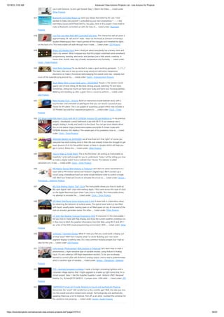 10/18/23, 9:35 AM Advanced View Arduino Projects List - Use Arduino for Projects
https://duino4projects.com/advanced-view-arduino-projects-list/?page31074=2 38/53
use it with Arduino. So let's get Started! Step 1: Watch the Video…... Listed under:
Other Projects
637. Bluetooth Controlled Robot Car were you always fascinated by RC cars ? Ever
wanted to make one yourself ? controlled by your own smartphone ? ---- lets
start https://youtu.be/iETSrpiCAn0 So, hey guys, here in this project i have tried to
make a Bluetooth controlled car with the help of…... Listed under: Bluetooth
Projects
638. Low-Poly Iron Man With Wifi-Controlled LED Strips This interactive wall art piece is
approximately 39 tall and 24 wide. I laser cut the wood at Clemson University's
Student Makerspace, then I hand-painted all the triangles and installed the lights
on the back of it. This instructable will walk through how I made…... Listed under: LED Projects
639. Binary LED Marble Clock Now I think just about everybody has a binary clock and
here's my version. What I enjoyed was that this project combined some woodwork,
programming, learning, electronics and perhaps just a little artistic creativity. It
shows time, month, date, day of week, temperature and humidity…... Listed under:
Clock – Timer Projects
640. Giant Retro Gamepad So we decided to make a giant working gamepad... ¯_(ツ)_/¯
The basic idea was to use up some scrap wood and add some inexpensive
electronics to make it functional while keeping the overall costs low. I already had
most of the materials lying around my…... Listed under: Game – Entertainment Projects
641. Study Better With a Smart Desk Lamp – IDC2018IOT People in the western world
spend a lot of time sitting. At the desk, driving around, watching TV and more.
Sometimes, sitting too much can harm your body and harm your focusing abilities.
Walking and standing up after a given time is crucial to perform…... Listed under:
LED Projects
642. Retro Arcade Clock – Arduino Build an interactive arcade bedside clock, with a
touchscreen, and animated arcade figures that you can record a sound of your
choice for the alarm. This is an update of a previous project which now includes a
3D Printed Case and four separate programs to…... Listed under: Clock – Timer
Projects
643. DIY Smart Scale With Alarm Clock (with Wi-Fi, ESP8266, Arduino IDE and Adafruit.io) In my previous
project, I developed a smart bathroom scale with Wi-Fi. It can measure user's
weight, display it locally and send it to the cloud. You can get more details about
this on link below: https://www.instructables.com/id/Wi-Fi-Smart-Scale-with-
ESP8266-Arduino-IDE-Adafrui/ This solved part of my problems: how to…... Listed
under: Clock – Timer Projects
644. ARDUINO BASED OIL DISPENSER we all love food isn't that right? of course yes,
everyone has tried cooking once in their life, and already knows the struggle to get
exact amount of oil for the perfect recipe, so here is a project which will help you
get it correct, follow the…... Listed under: Other Projects
645. How to Make a Digital Watch This is the first time I am writing an Instructable so
hopefully I write well enough for you to understand. Today I will be telling you how
to make a digital watch from a website that I found. The website is called
sainsmart.com. It was…... Listed under: Clock – Timer Projects
646. PIR Motion Sensor With Arduino in Tinkercad Let's learn to sense movement in a
room with a PIR motion sensor and Arduino's digital input. We'll connect up a
circuit using a breadboard and use some simple Arduino code to control a single
LED. We'll use Tinkercad Circuits to simulate the circuit so…... Listed under: Sensor –
Transducer – Detector Projects
647. 80s Style Melting Digital “Dali” Clock This Instructable shows you how to build an
80s style digital dali clock with melting digits. I first came across this style of clock
on the Apple Macintosh back when I was a kid in the 80s. This Instructable shows
my attempt to recreate the…... Listed under: Clock – Timer Projects
648. DIY Wave Tank/flume Using Arduino and V-slot A wave tank is a laboratory setup
for observing the behavior of surface waves. The typical wave tank is a box filled
with liquid, usually water, leaving open or air-filled space on top. At one end of the
tank an actuator generates waves; the other…... Listed under: Other Projects
649. IoT Split-flap Weather Forecast Powered by XOD Hi everyone! In this instructable, I
tell you how to make split-flap display and show the current weather conditions on
it. Also how to fetch the weather information from the Web using Wi-Fi and API. I
am a fan of the XOD visual programming environment. With…... Listed under: Other
Projects
650. Lightpipe 7-Segment Display What if I told you that you could build a display out
of shoe laces!? Well that is exactly what I've done! Building your own seven
segment display is nothing new, it's a very common Arduino project, but I had an
idea for this one…... Listed under: LED Projects
651. Light Sensor (Photoresistor) With Arduino in Tinkercad Let's learn how to read a
photoresistor, a light-sensitive type of variable resistor, using Arduino's Analog
Input. It's also called an LDR (light-dependent resistor). So far you've already
learned to control LEDs with Arduino's analog output, and to read a potentiometer,
which is another type of variable…... Listed under: Sensor – Transducer – Detector
Projects
652. ITTT – Sunlight Simulating Lightbox I made a Sunlight simulating lightbox with a
mountain village skyline, that I might upgrade to a wake-up light some time, for a
school project. Step 1: Get the Supplies Supplies I used: -Arduino UNO -Neopixel
ledstrip 1m, 30 leds(DC5V-W2812) -3 jumper wires -USB cable…... Listed under: LED
Projects
653. *IMPROVED* Smart LED Candle: Reactive to Sound and Aesthetically Pleasing
Remember the smart LED candle from a few months ago? Well, the idea was nice,
but the overall execution lacked some oomph. Technologically and aesthetically
speaking there was a lot to improve. First off, as an artist, I wanted the container for
the candle to look amazing.…... Listed under: Sound – Audio Projects
 
