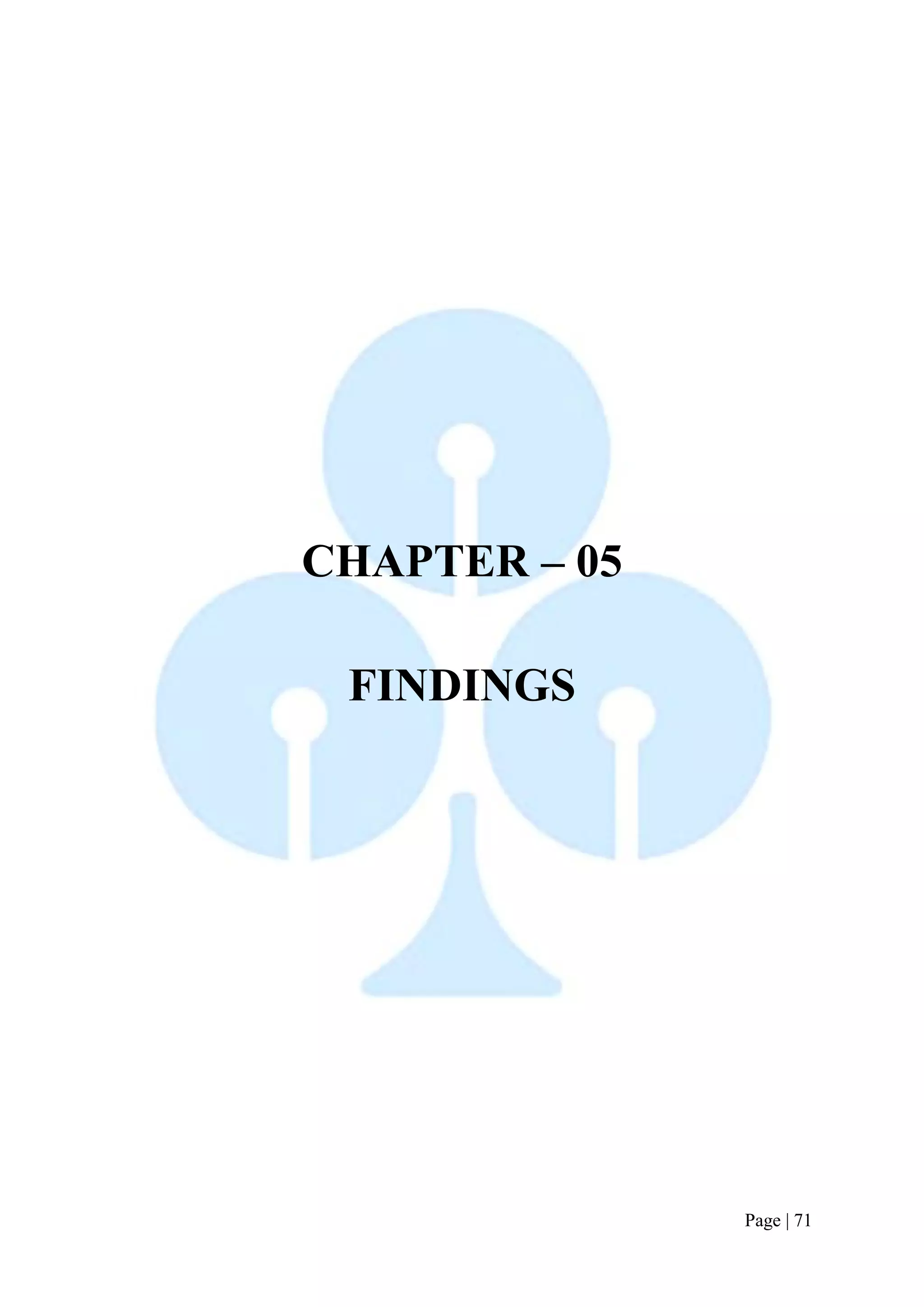 Page | 71 
CHAPTER – 05 
FINDINGS 
 