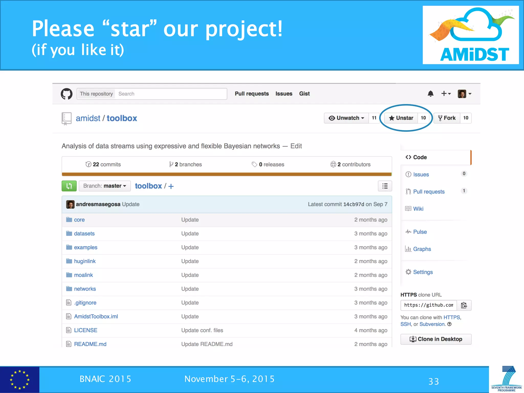 Please “star” our project!
(if you like it)
33BNAIC 2015 November 5-6, 2015
 