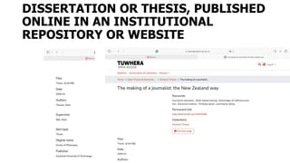 DISSERTATION OR THESIS, PUBLISHED
ONLINE IN AN INSTITUTIONAL
REPOSITORY OR WEBSITE
 