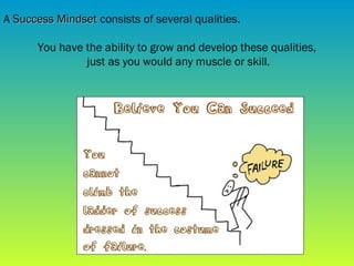 A SSuucccceessss MMiinnddsseett consists of several qualities. 
You have the ability to grow and develop these qualities, 
just as you would any muscle or skill. 
 
