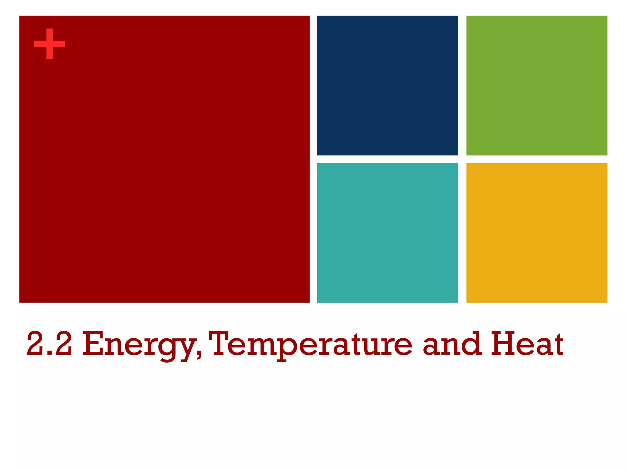 +




2.2 Energy, Temperature and Heat
 