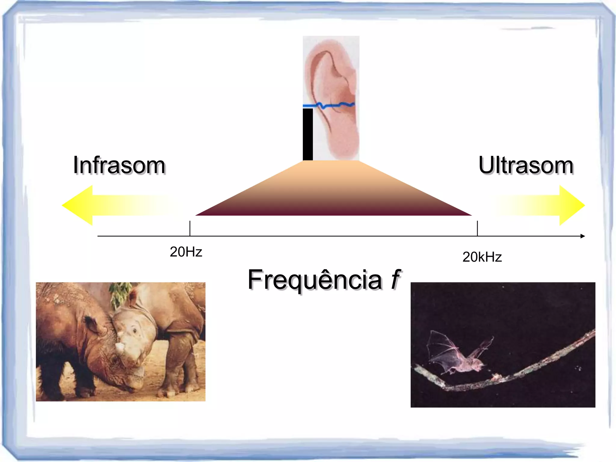 Infrasom                          Ultrasom


           20Hz                  20kHz
                  Frequência f
 