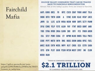 Fairchild
Mafia
https://qph.ec.quoracdn.net/main-
qimg-612e09925b86b3cc29547be74c356103
?convert_to_webp=true
 