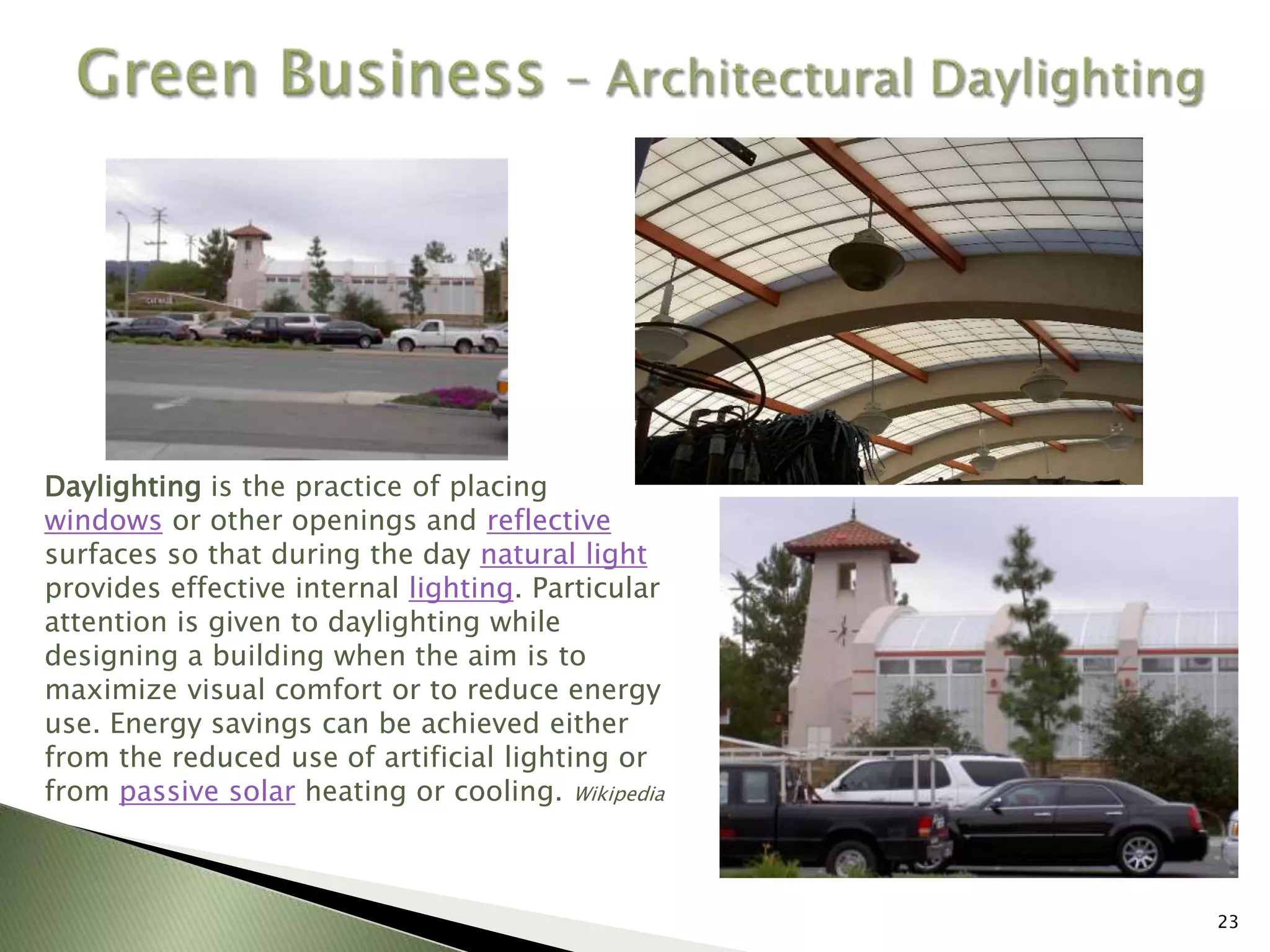 Green Business -Urban Design & PlanningHeat IslandThe term "heat island" refers to urban air and surface temperatures that are higher than nearby rural areas. Many cities and suburbs have air temperatures that are 2 to 10°F (1 to 6°C) warmer than the surrounding natural land cover. Elevated temperatures can impact communities by increasing peak energy demand, air conditioning costs, air pollution levels, and heat-related illness and mortality18