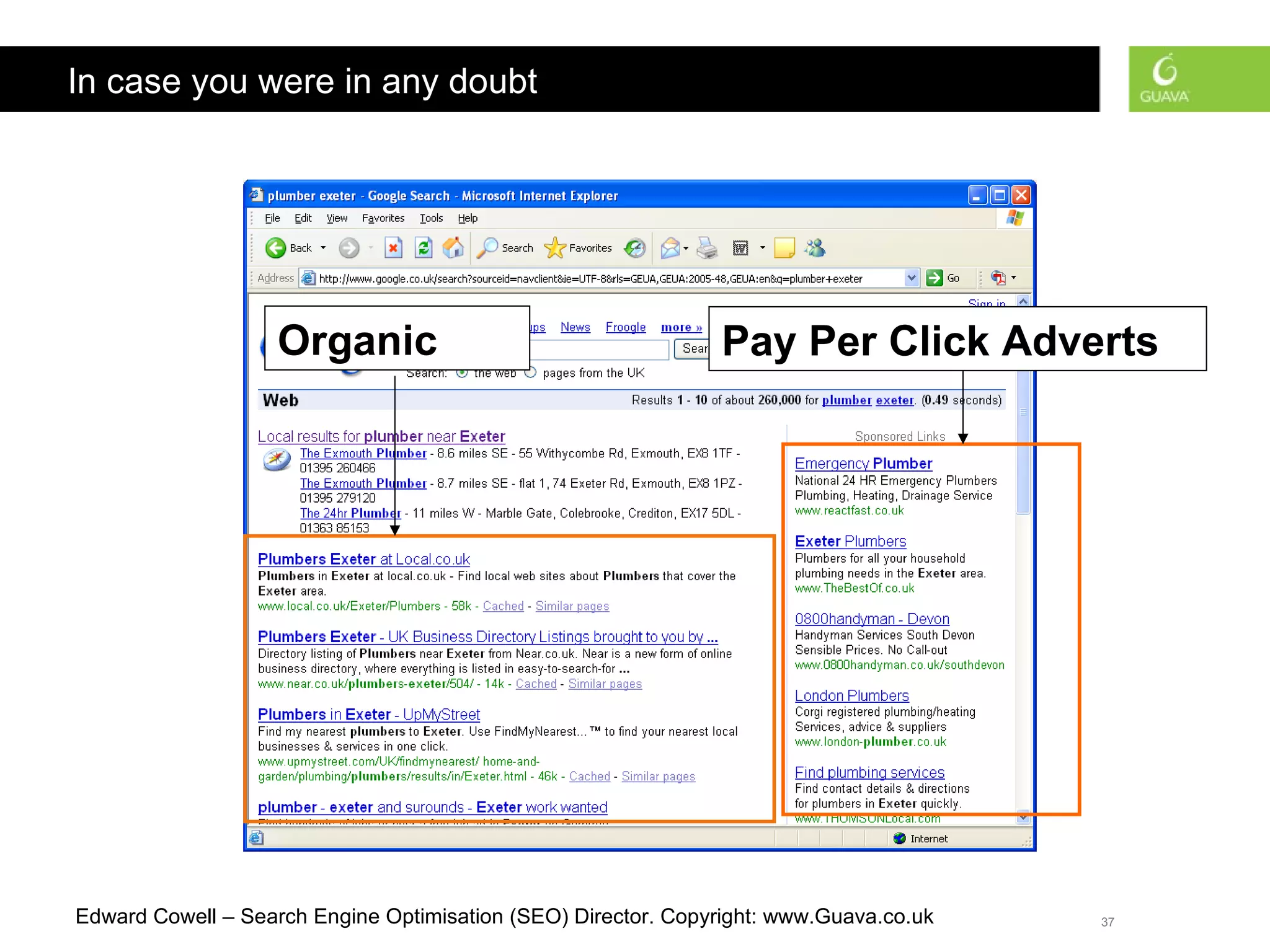 In case you were in any doubt Organic Pay Per Click Adverts 