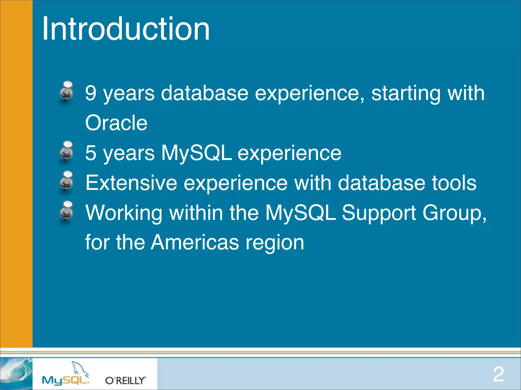 MySQL for Oracle DBAs