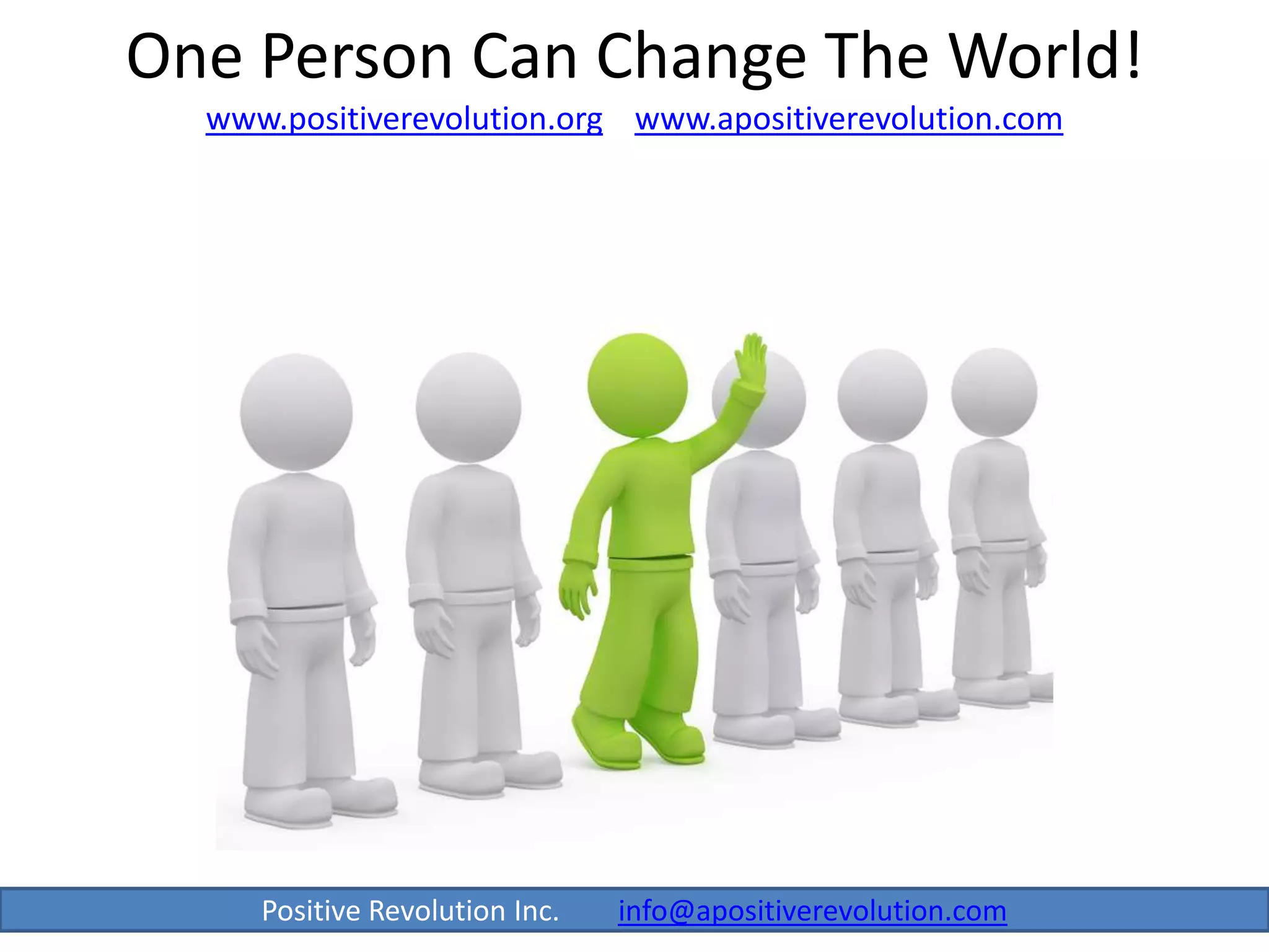 A Robust On-line Community of Positive Members Positing Positive Content. Companies and Individuals Need a Place with Positive Content.  35% of the content posted on all Social Media Sites are Negative in content.Positive Revolution offers a comprehensive suite of online advertising opportunities that will provide you with the exposure and brand recognition you need to compete in the market.The Advertising and Communications segment designs global, national and local advertising. We act as a platform where companies and individuals can broadcast and announce their positive actions and social responsible activities while earning market exposure, positive connections and rewards.