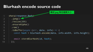 105
Blurhash encode source code
轉成 jpeg 降低檔案大小
 