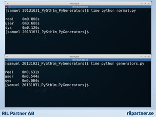 Python Generators - Talk at PySthlm meetup #15