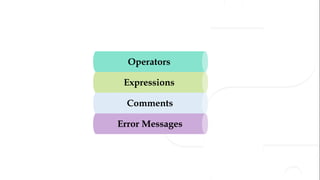 Expressions
Operators
Error Messages
Comments
 