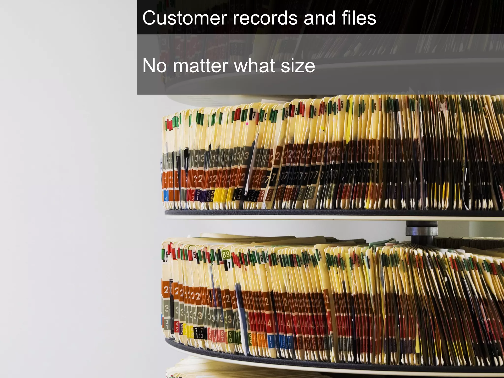 Customer records and files No matter what size 