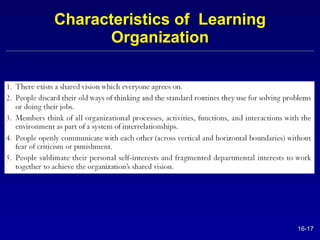 Characteristics of  Learning Organization 