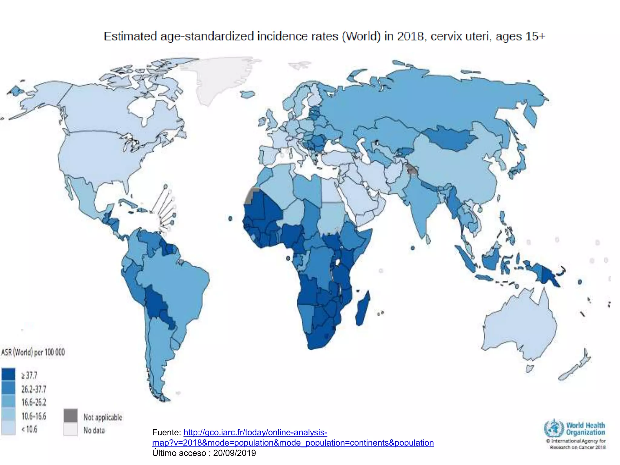 Fuente: http://gco.iarc.fr/today/online-analysis-
map?v=2018&mode=population&mode_population=continents&population
Último acceso : 20/09/2019
 