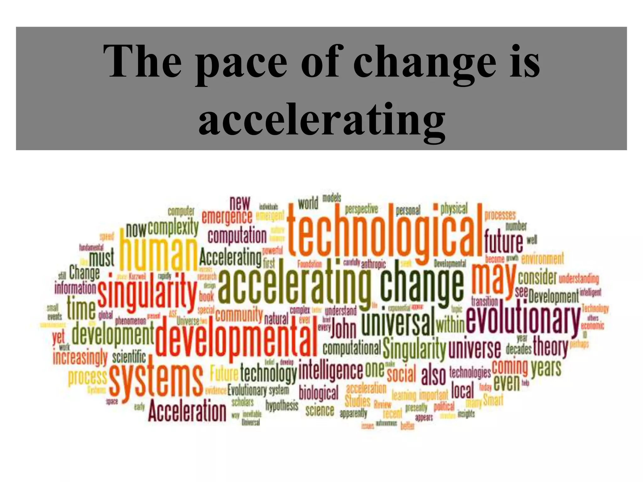 The pace of change is
accelerating
 