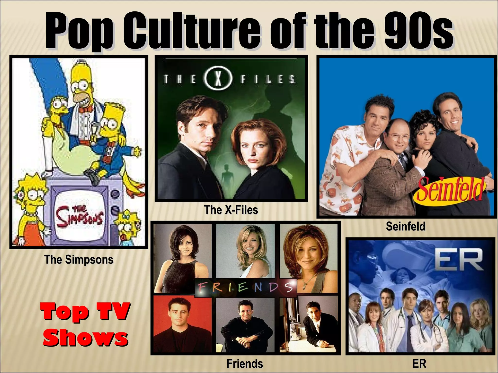 Pop Culture of the 90s Seinfeld Top TV Shows Friends The Simpsons The X-Files ER 