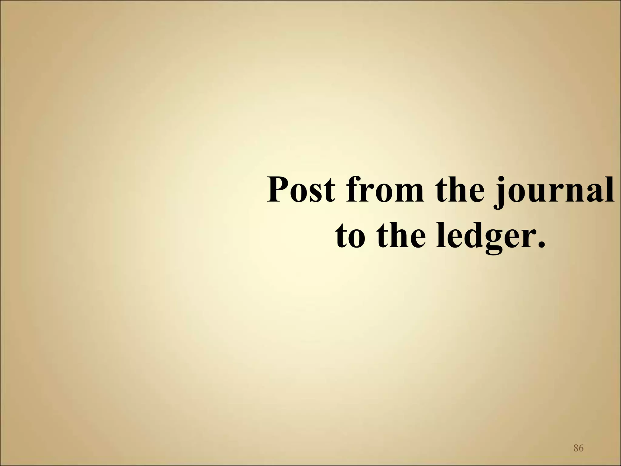 86
Post from the journal
to the ledger.
 