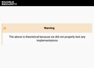 Warning
The above is theoretical because we did not properly test any
implementations
 