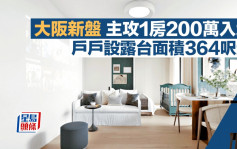 大阪新盤主攻1房200萬入場 戶戶設露台面積364呎起