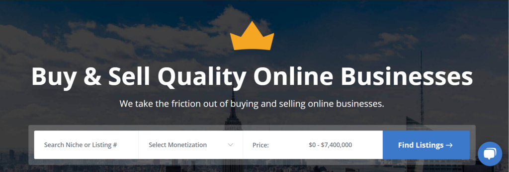 Capture d'écran de la page d'accueil d'Empire Flippers