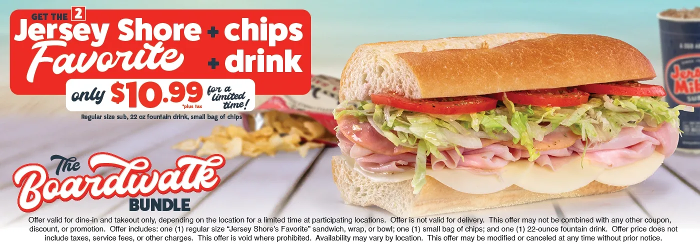Get the #2 Jersey Shore Favorite, chips, and a drink for only $10.99!