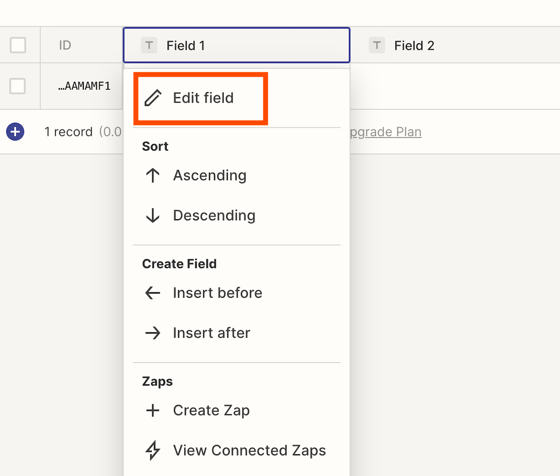Click on a field header and select Settings from the menu.