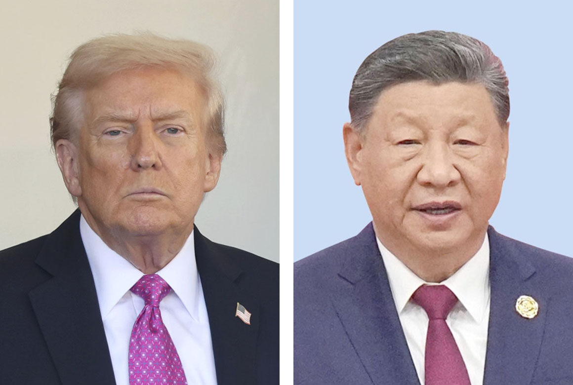 トランプ米大統領(ゲッティ=共同)、中国の習近平国家主席
