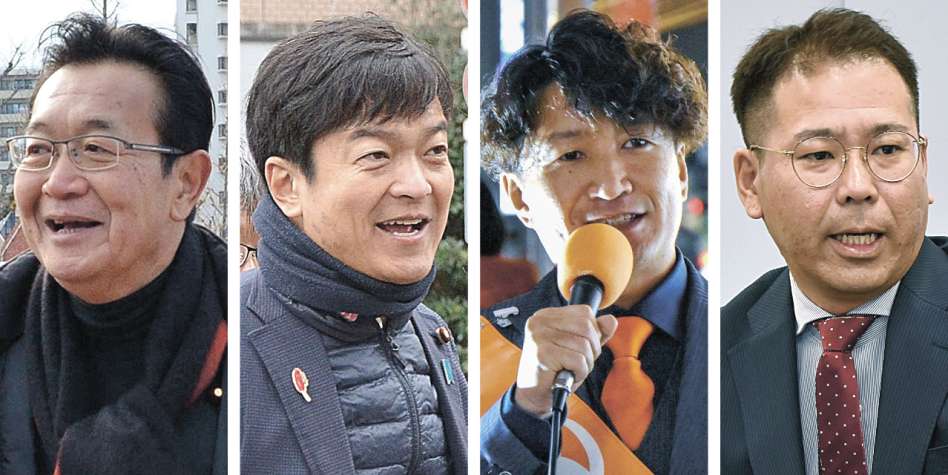 左から川内博史氏、宮路拓馬氏、牧野俊一氏、小山慎之介氏