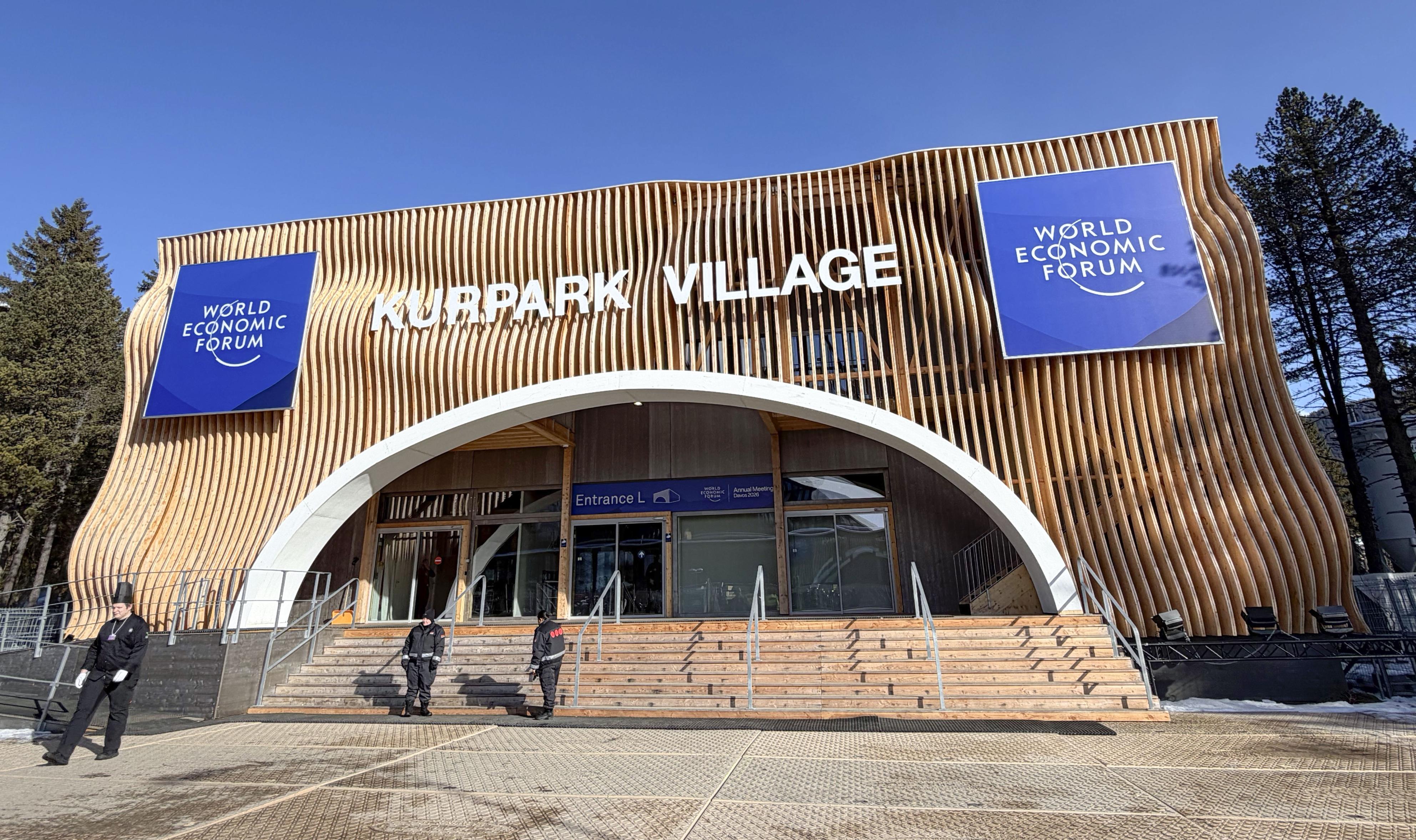 ダボス会議の会場=19日、スイス東部ダボス(共同)