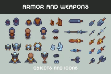 Armor and Weapons Pixel RPG Icons Armor and Weapons Pixel RPG Icons
