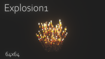 Explosion1 64x64 Pixel art explosion with bright orange and yellow blocks on a dark background, text reads 'Explosion1' and '64x64'.