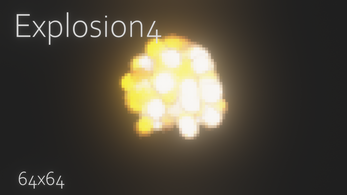 Explosion4
64x64 Pixelated yellow and white explosion effect on a dark background with text 'Explosion4' and '64x64'.