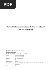 Weiblichkeit Un Feministische Motive in Der Dialektik Der Aufklärung
