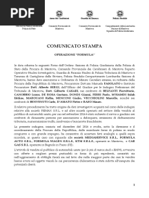 Comunicato Stampa Operazione Formula