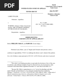 Fuller v. Warden, 10th Cir. (2017)