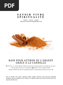 BAIN POUR ATTIRER DE L'ARGENT GRÂCE À LA CANNELLE Savoir Vivre Spiritualité PDF