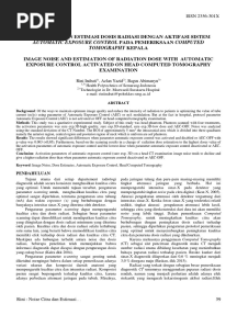 Noise Citra Dan Estimasi Dosis Radiasi Dengan Aktifasi Sistem Automatic Exposure Control Pada Pemeriksaan Computed Tomography Kepala