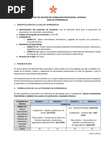 Guia Aprendizaje 1 USO DE MICROSOFT WORD PARA LA GENERACIÓN DE DOCUMENTOS CON EFICIENCIA Y PRODUCTIVIDAD