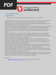 A Pesquisa Enquanto Recurso Ativo para A Aprendizagem em Museus Virtuais