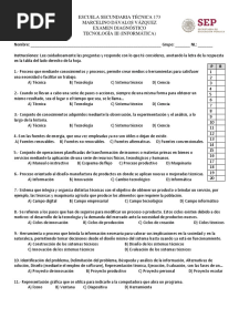 Examen Diagnóstico Tecnología 3° Secundaria (Énfasis Informática)