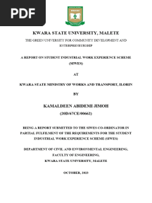 Jimoh Kamaldeen Abidemi Siwes Report 1