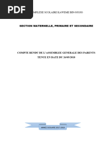 Compte Rendu de La Reunion Des Parents