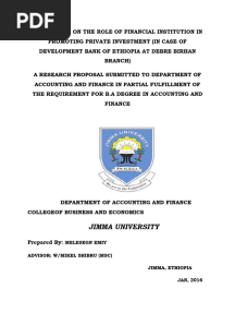 Assessment On The Role of Financial Institution in Promoting Private